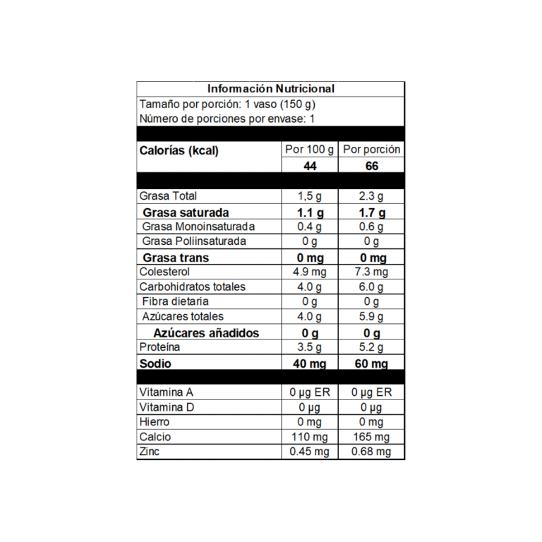 Yoghurt Líquido Sin Dulce 150g x 4 unidades