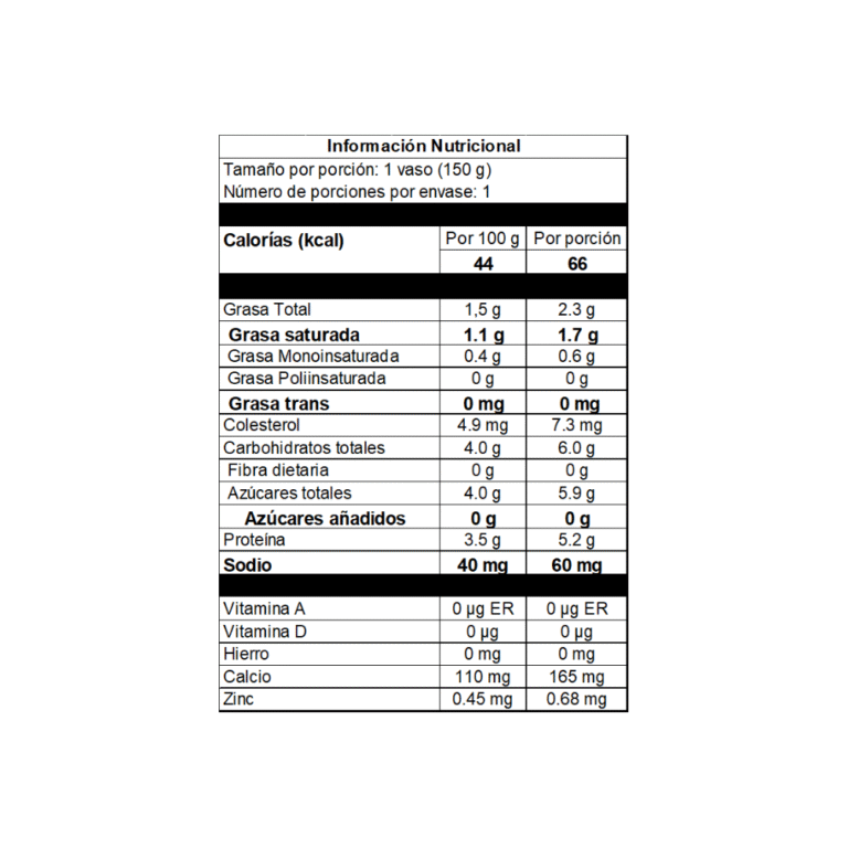 Yoghurt Bajo En Grasa Sin Dulce 150g